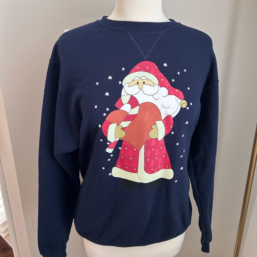 Fruit of the Loom Christmas Santa Sweatshirt Navy Holiday - Adult Medium